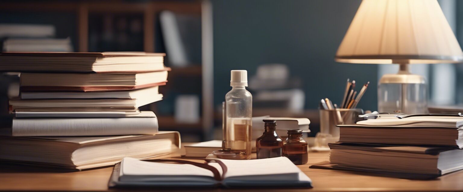 Nursing education resources on a desk